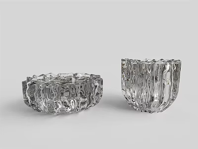 Elegant Modern Coffee Table Featuring Transparent Textured Glass Decorative Pieces 3d model