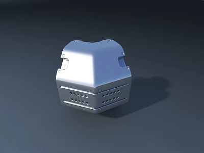 Silver Compact Electronic Device Casing With Structured Design And Multiple Holes 3d model