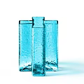 Decorative Ornament Set Blue Glass Textured Columns For Home Decor Different Sizes