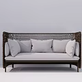 Modern Multi Seater Sofa With Woven Frame Light Gray Cushions And Throw Pillows 3d model