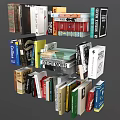 Stacked Books and Magazines with Colorful Spines Diverse Titles and Topics