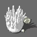 White Hand Shaped Decorative Ornament Set With Upward Extending Fingers And Small Base
