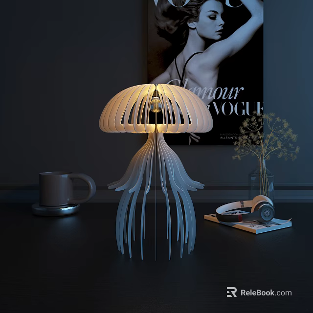 Unique Jellyfish Shaped Table Lamp With Modern Design And Warm Light For Home Decor 3d model 