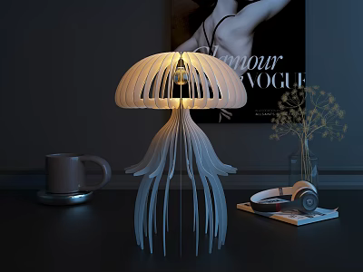 Unique Jellyfish Shaped Table Lamp With Modern Design And Warm Light For Home Decor 3d model