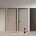 Modern Hinged Doors With Simple Design And Various Colors For Interior Room 3d model