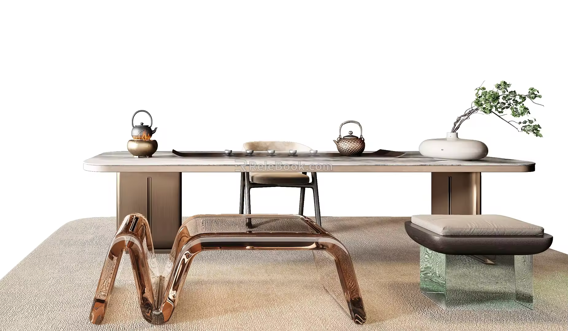 Minotti Miloti Tea Table Combination 3d model
