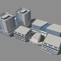 Modern Office Building Complex With Glass Facades And Connected Structures 3d model