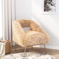 Light Brown Fluffy Chair In Modern Living Room