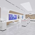 Digital Store Interior With Modern Design Neat Display Shelves And Interactive Screen