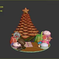 Festive Christmas Tree Shaped Dessert Tower With Strawberry Macaron Chocolate And Candy Decorations