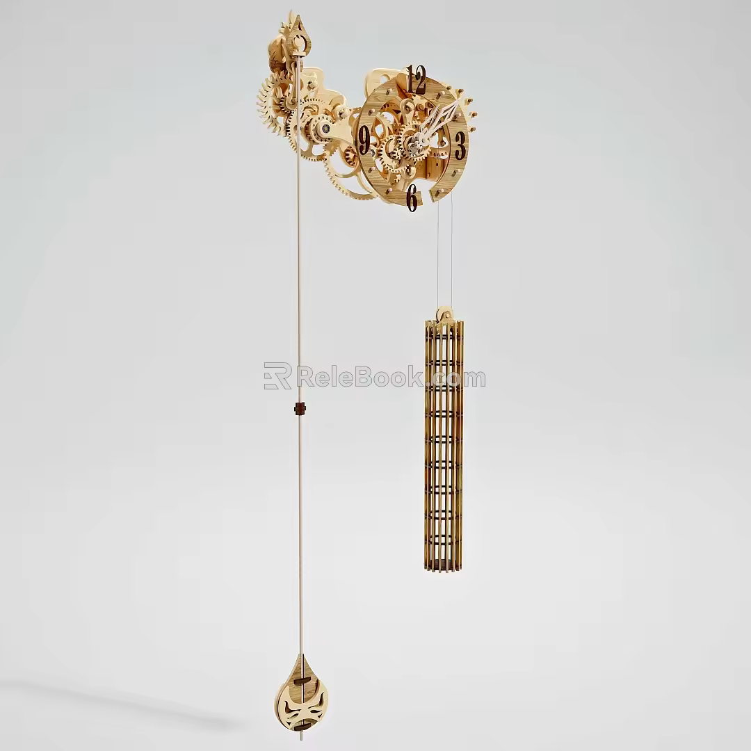 Modern clock wooden wall clock 3d model
