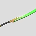 Green Decorative Sword with Golden Dragon Pattern Black Handle and Red Gemstone