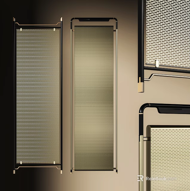 Modern Decorative Room Divider Screens With Grid Patterns And Woven Textures For Interior Design 3d model 