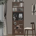 Modern Wooden Entryway Cabinet Sideboard With Layered Design Lighting And Decorations