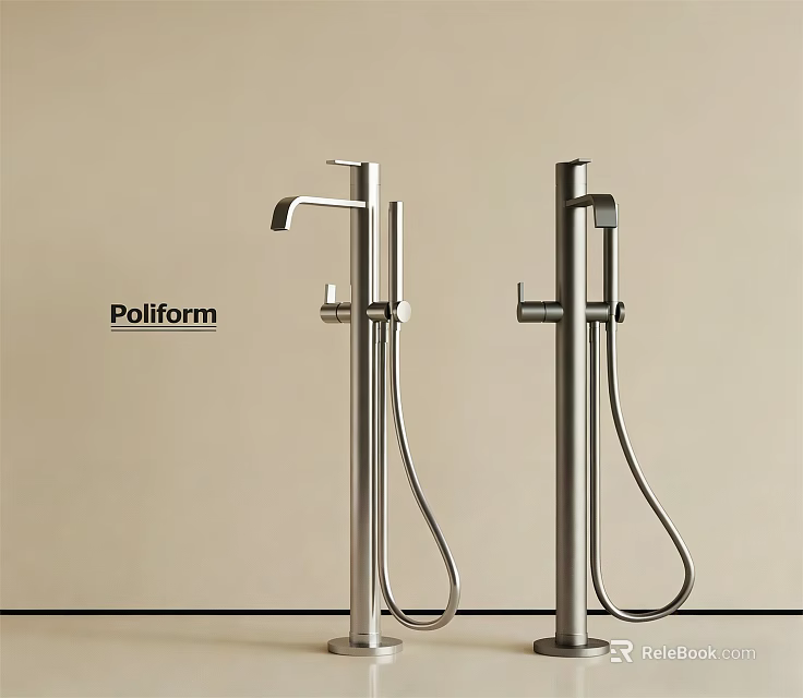Poliform Modern Faucets with Floor Standing Design and Handheld Sprayer in Bathroom 3d model 