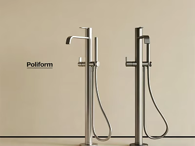 Poliform Modern Faucets with Floor Standing Design and Handheld Sprayer in Bathroom 3d model