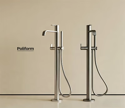 Poliform Modern Faucets with Floor Standing Design and Handheld Sprayer in Bathroom 3d model