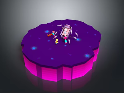 Vibrant Purple Landscape With Circular Platform Pink Edges And Blue Glowing Lights 3d model