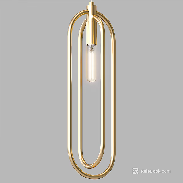 Sleek Modern Gold Frame Chandelier With Transparent Bulb And Minimalist Design 3d model 