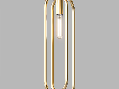 Sleek Modern Gold Frame Chandelier With Transparent Bulb And Minimalist Design 3d model