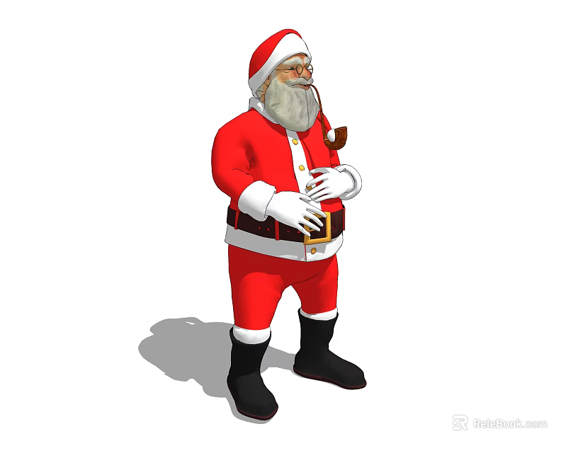 Santa Claus Decorative Figurine Set With Red Outfit Santa Hat White Beard And Pipe 3d model 