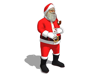 Santa Claus Decorative Figurine Set With Red Outfit Santa Hat White Beard And Pipe 3d model