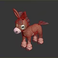 Cartoon Donkey Character 3D Model With Brown Body Gray Mane And White Hooves