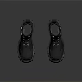 Black Tactical Work Boots With Lace Up Design Buckle Straps And Thick Sole