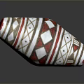 Conical Decorative Hat With Red And White Geometric Patterns And Ethnic Design 3d model
