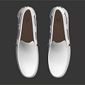 White Leather Loafers Shoes With Brown Accents And Lightweight Sole On Reflective Surface