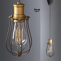 Industrial Vintage Pendant Light With Brass Finish Metal Cage And Clear Glass Filament