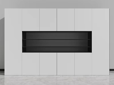 White Modern Storage Cabinets With Open Shelf And Closed Doors Design 3d model