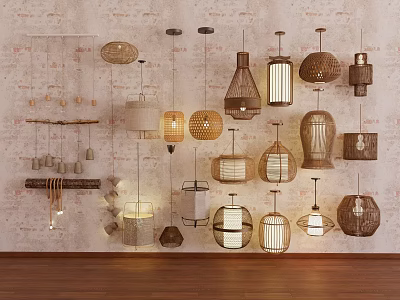 Rattan chandelier combination B & B chandelier dining room chandelier living room chandelier 3d model