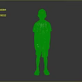 Young boy standing wearing white T-shirt gray shorts and gray shoes on gray gradient background