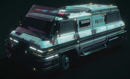 Cyberpunk Riot Police Car 3d model