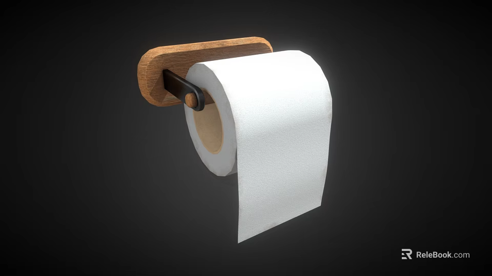 Wooden Wall Mounted Toilet Paper Holder For Modern Bathroom Accessories 3d model 