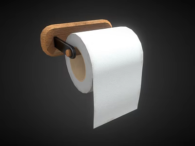 Wooden Wall Mounted Toilet Paper Holder For Modern Bathroom Accessories 3d model