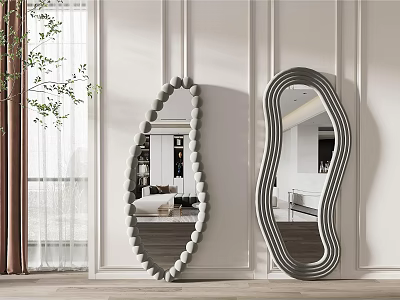 Modern Irregular Pebble Edge and Curved Streamlined Mirrors for Elegant Interior Decor 3d model