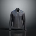 Black Leather Jacket With Minimalist Collar And Zipper Design For Stylish Look