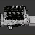 Detailed High Quality Automotive Engine With Cylinders Fan And Mechanical Components