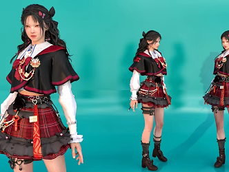 Anime costume beauty virtual person 3d model