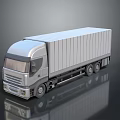 Silver Cargo Truck With Container Trailer Shiny Body And Multiple Wheels 3d model