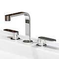 Modern Bathroom White Rectangular Washbasin With Chrome Faucet And Metal Stand 3d model