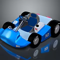 Blue and White Toy Go-Kart With Large Wheels And Number 10 Design