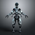 Futuristic Mechanical Game and Movie Character With Metallic Armor and Detailed Humanoid Design