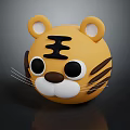 Tiger Shaped Plush Toy With Yellow Body Black Stripes White Ears And Big Eyes