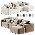 Modern Cozy Upholstered Double Sofa With Throw Pillows Soft Blankets And Various Neutral Fabric Colors