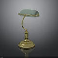 Vintage Style Elegant Table Lamp With Green Shade And Golden Base