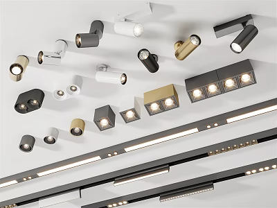 Modern Downlights And Spotlights Various Styles For Interior Lighting Design 3d model