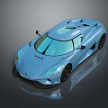 Blue Modern Stylish Supercar With Sleek Aerodynamic Design And Shiny Exterior